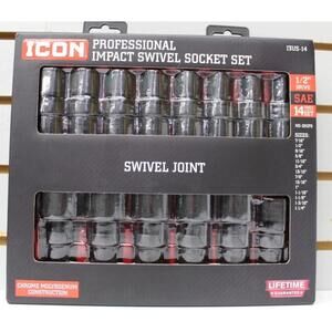 ICON Professional Impact Swivel Socket Set 14pc 1/2" Drive SAE 13US-14 59741